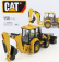 Dm-models Caterpillar Cat432f2 Ruspa Gommata Con Escavatore - Exkavátor a škrabací traktor - kolesový nakladač 1:50 žltá čierna