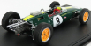 Gp-replika Lotus F1 Climax 25 N 8 Víťaz majstrovstiev sveta Taliansko Gp 1963 Jim Clark - Con Vetrina - S vitrínou 1:18 Zelená Žltá