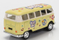 Kinsmart Volkswagen T1 Samba Minibus Flower 1962 - bez krabice 1:64 Žltá