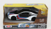 Motor-max BMW I8 Coupe Gt Racing 2018 1:43 Biela čierna modrá červená