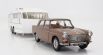 Norev Peugeot 404 s karavanom Roulotte Henon 1965 1:18 Brown Met