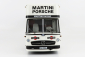 Schuco Mercedes benz O317 Truck Car Transporter Porsche Martini Racing 1968 1:18 bielo modrá