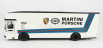 Schuco Mercedes benz O317 Truck Car Transporter Porsche Martini Racing 1968 1:18 bielo modrá