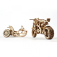 Ugears 3D drevené mechanické puzzle UGR-10 Motorka (scrambler) s vozíkom