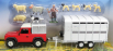 Britský Land rover Land Defender 90 Pick-up Closed 1984 With Livestock Trailer - Trasporto Animali Bestiame 1:32 Red Silver