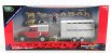 Britský Land rover Land Defender 90 Pick-up Closed 1984 With Livestock Trailer - Trasporto Animali Bestiame 1:32 Red Silver