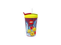 Obrázok Červený téglik s žltým vekom a slamkou LEGO® Iconic, 500 ml