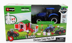 Bburago New holland Set Farm Chicken Coop Play T7.315 Tractor 2009 1:50 Blue