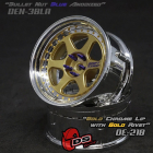 Disky DS Racing Drift Element 6 Spoke, zlaté, chrómový ráfik a zlaté nity, 2 ks