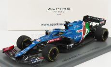 Iskrový model Renault F1 A521 Renault E-tech 20b Team Alpine N 14 8. GP Abú Zabí 2021 Fernando Alonso 1:43 Modrá červená biela