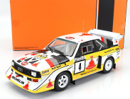 Ixo-models Audi Quattro S1 E2 Team Audi Sport N 4 2nd Rally 1000 Lakes 1985 Stig Blomqvist - Bjorn Cederberg 1:18 Bielo-žltá