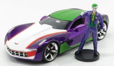 Jada Chevrolet Corvette Stingray s figúrkou Jokera 2009 1:24 fialovo zelená biela