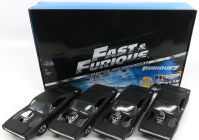 Jada Dodge Set 4x Dom's Dodge Charger R/t 1970 - Fast & Furious 7 1:24 Matt Black