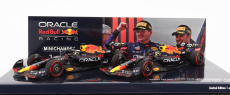 Minichamps Red bull F1 Set 2x Rb18 Team Oracle Red Bull Racing N 1 Víťaz Emilia Romagna Taliansko Gp Majster sveta 2022 Max Verstappen + N 11 2. Emilia Romagna Taliansko Gp 2022 Sergio Perez 1:43 Matná modrá žltá červená