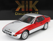 Porsche 924 Turbo Coupe 1986 v mierke 1:18 strieborno-červená