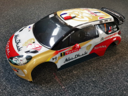 Priehľadná karoséria Citroën DS3 WRC Total Abu Dhabi 1:10 (vrátane obtlačkov a príslušenstva)