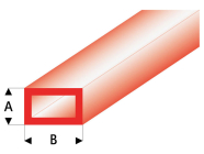 Raboesch profil ASA rúrka štvorcová transparentná červená 3x6x330mm (5)