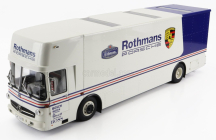 Schuco Mercedes benz O317 Truck Car Transporter Porsche Rothmans 1984 1:18 Biela modrá