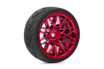 Spec T LS Wheel Offset 3 Red w/Tire 4ks pre 1/10 Road