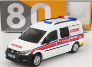 Drobné hračky Volkswagen Caddy Van Police 2020 1:64 bielo-červená