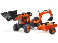 FALK – Šliapací traktor Kubota s nakladačom, rýpadlom a vlečkou