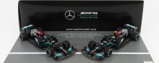 Iskrový model Mercedes gp Set F1 2x W12 Mercedes M12 Eq Power+ Team Amg Petronas Motorsport Formula One N 44 + N 77 Abu Dhabi Gp 2021 Lewis Hamilton - Valtteri Bottas - 8-násobný majster sveta Constructeur 1:43 Black Green