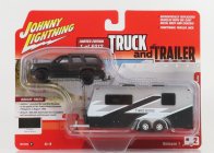 Johnny lightning Cadillac Escalade s prívesom Roulotte 2005 1:64 čierna biela