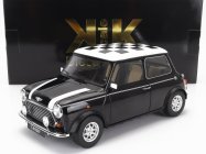 Mini Cooper Lhd 1992 so šachovnicovou vlajkou v mierke 1:12 čierna biela