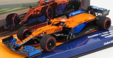 Minichamps Mclaren F1 Mcl35l Mercedes M12 Eq Power+ Team Mclaren N 3 7th Bahrain Gp 2021 Daniel Ricciardo 1:43 Orange Blue