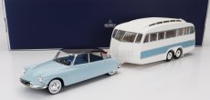 Norev Citroen Ds19 s Roulotte 1960 1:18 modrá biela