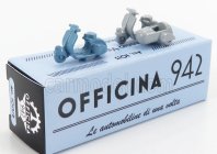 Officina-942 Piaggio Set 2x Vespa 98 + Vespa 98 Sidecar 1946 1:76 svetlomodrá svetlosivá