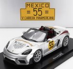 Spark-model Porsche 718 (982) Spider Rs N 55 Tribute Rally Panamericana Livery 2024 - Con Vetrina - S vitrínou 1:18 Silver