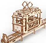 Ugears 3D drevené mechanické puzzle Lanovka s koľajnicami