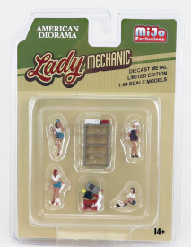 Americká dioráma Sada figúrok Lady Mechanic 1:64 Rôzne