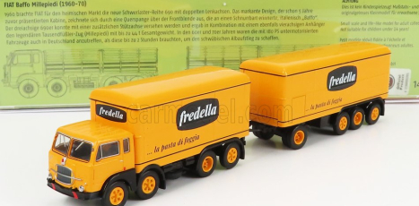 Brekina plast Fiat 690 Truck Millepiedi 4-assi Fredella La Pasta Di Foggia 1961 1:87 žltá čierna