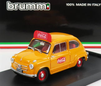 Brumm Fiat 600 I Series Veicolo Publicitario Coca-cola Olimpiadi Di Roma 1960 1:43 Žltá