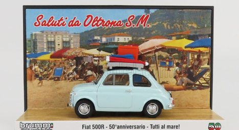 Brumm prom Fiat 500r 1972 - Tutti Al Mare - Saluti Da Oltrona S.m. - 50. výročie 1972 -2022 1:43 Veľmi svetlomodrá