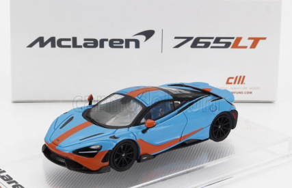 Cm-models Mclaren 765lt so závodnou sadou kolies 2020 1:64 svetlo modrá oranžová