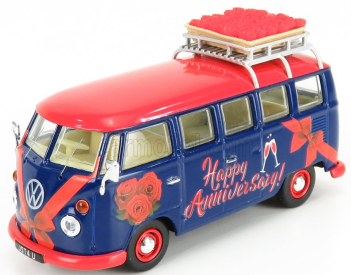 Corgi Volkswagen T1 Minibus Happy Anniversary 1961 1:43 Modrá červená