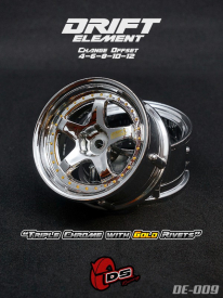 Disky DS Racing Drift Element 5 Spoke, trojitý chróm so zlatými nitmi, 2 ks