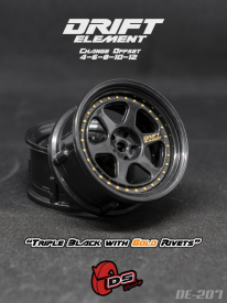 Disky DS Racing Drift Element 6 Spoke, trojité čierne so zlatými nitmi, 2 ks