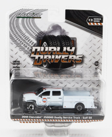 Greenlight Chevrolet 3500hd Double Cabine Pick-up Gulf Oil Service 2018 1:64 Svetlomodrá