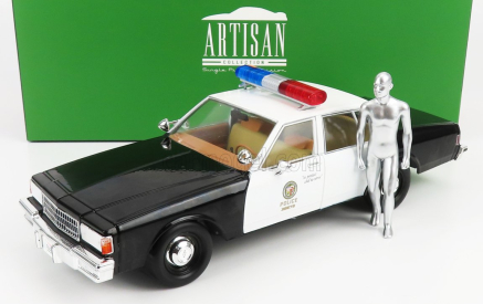 Greenlight Chevrolet Caprice Metropolitan Police 1987 - Terminator 2 Movie 1991 - The Judgment Day - Il Giorno Del Giudizio - With T-1000 Liquid Metal Android Figure 1:18 Black White