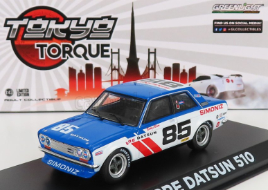 Greenlight Datsun 510 Bre N 85 Racing 1972 B.allison 1:43 Modrá Biela