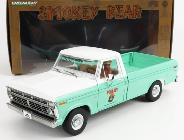 Greenlight Ford usa F-100 Pick-up Forest Service Green With Smokey Bear Figure 1975 1:18 Veľmi svetlá zelená biela