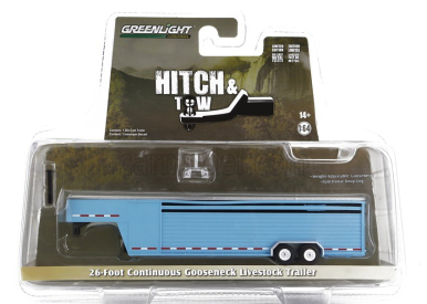 Greenlight Trailer Rimorchio 26 Foot Livestock 2-assi 2000 1:64 Light Blue