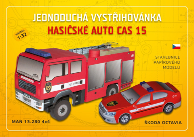 Hasičské auto CAS 15 + Octavia - 2 papierové modely 1:32