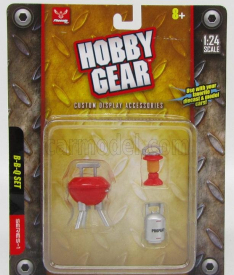 Hobby gear Sada príslušenstva 3x Gril - Bbq 1:24 Strieborná červená