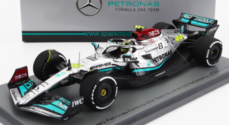 Iskrový model Mercedes gp F1 W13e Team Mercedes-amg Petronas F1 N 44 2nd France Gp 2022 Lewis Hamilton 1:43 Silver Green