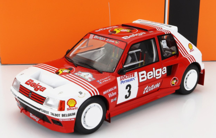 Ixo-models Peugeot 205 T16 Belga N 3 Rally Ypres 1985 B.darniche - A.mahe 1:18 Červená biela